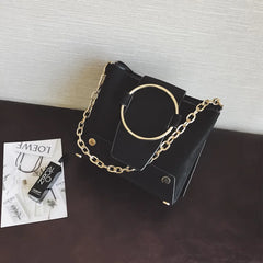 Women's PU Leather Shoulder Bag Chain Bucket Handbag Messenger Bag