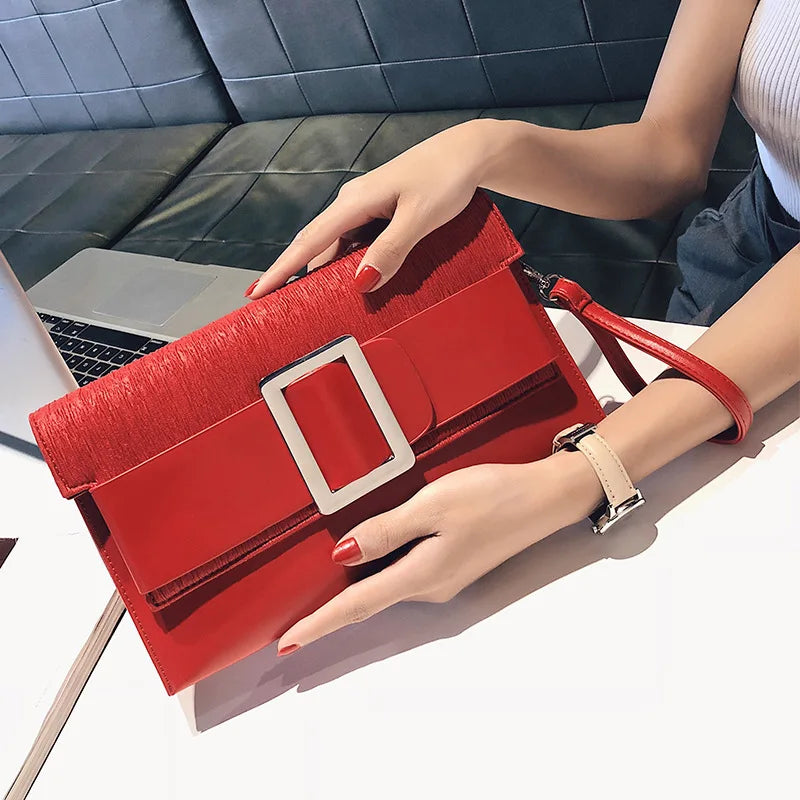 Women's PU Leather Shoulder Messenger Bag Clutch Chain