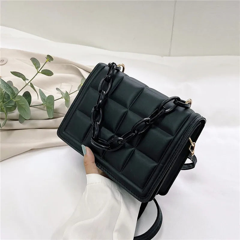 Checkered Small Square Bag Acrylic Chain Shoulder Bag