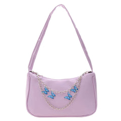 Vintage PU Leather Butterfly Chain Shoulder Bag for Women