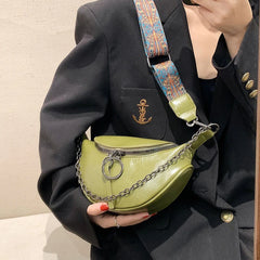 Women's Casual Crossbody Shoulder Bag Solid Leather Wave Packs