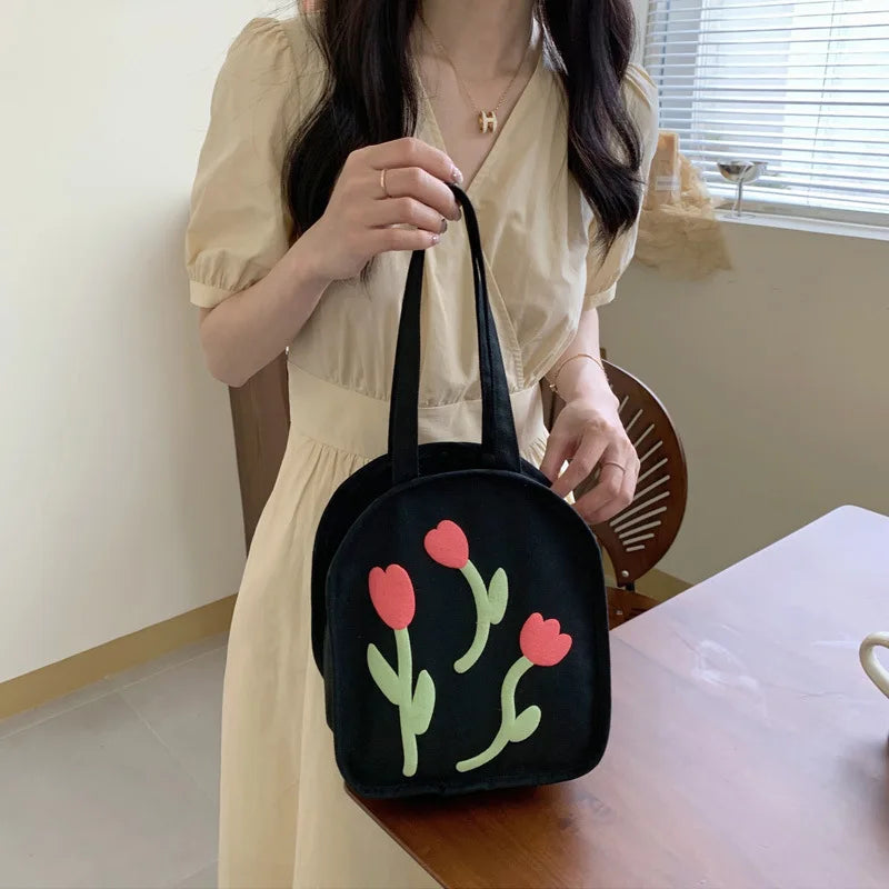 Casual Canvas Zipper Handbag with Large Capacity