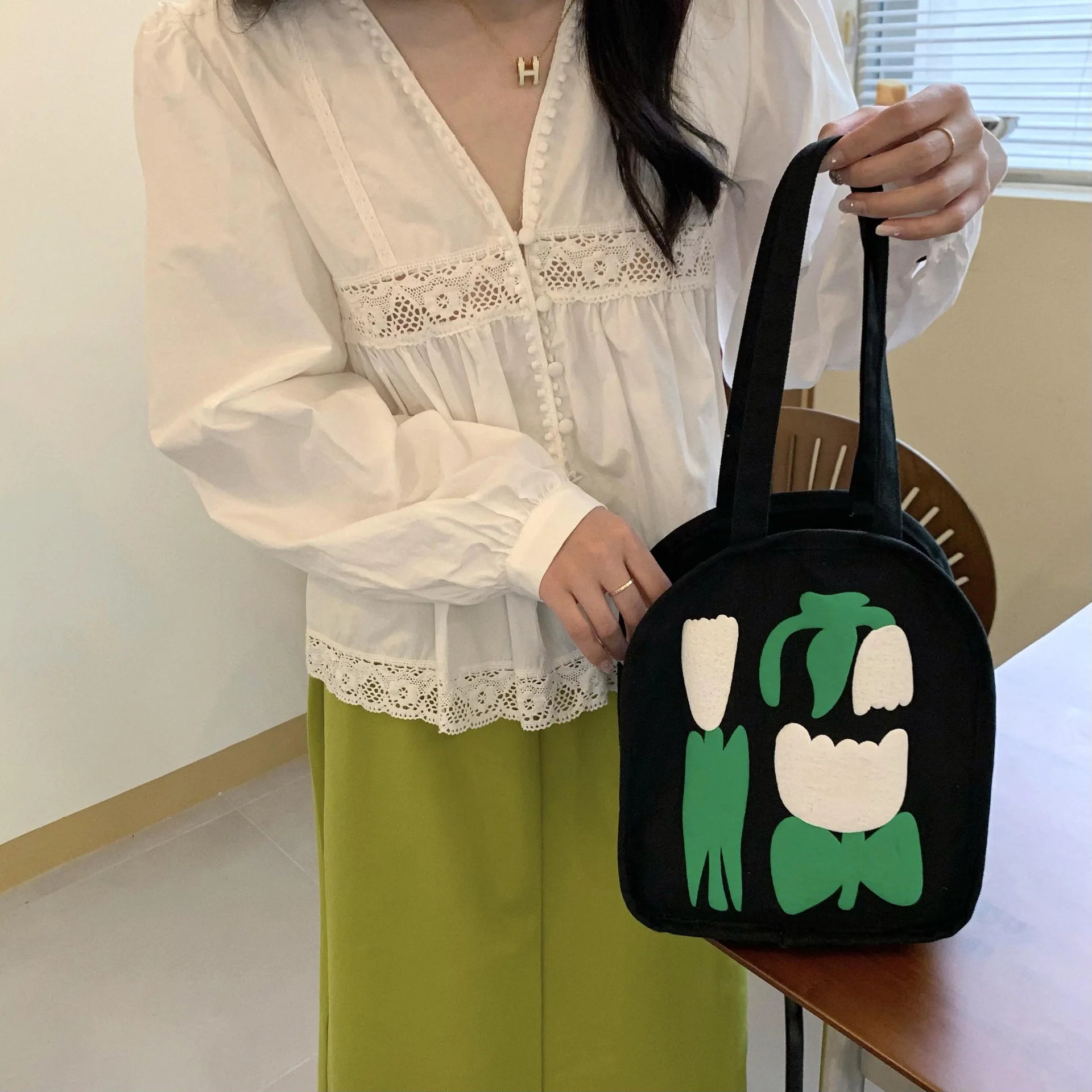 Casual Large Capacity Shoulder Bag Canvas Letter Harajuku Zipper Print