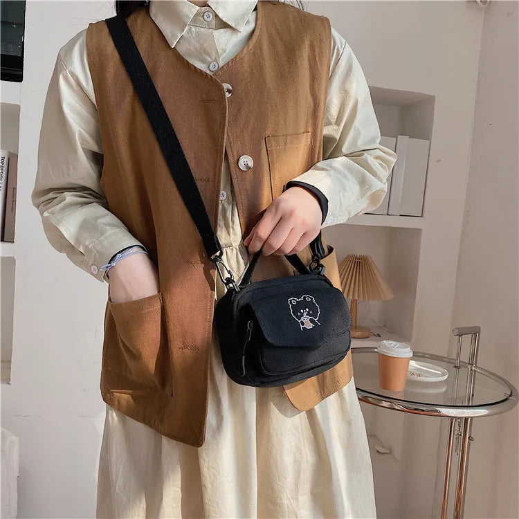 Women Canvas Crossbody Shoulder Messenger Bag Casual Mini Handbags Purse