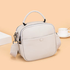Women's Leather Shoulder Bag with Wide Woven Strap
