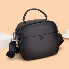 Women's Leather Shoulder Bag with Wide Woven Strap
