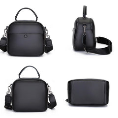 Women's Leather Shoulder Bag with Wide Woven Strap