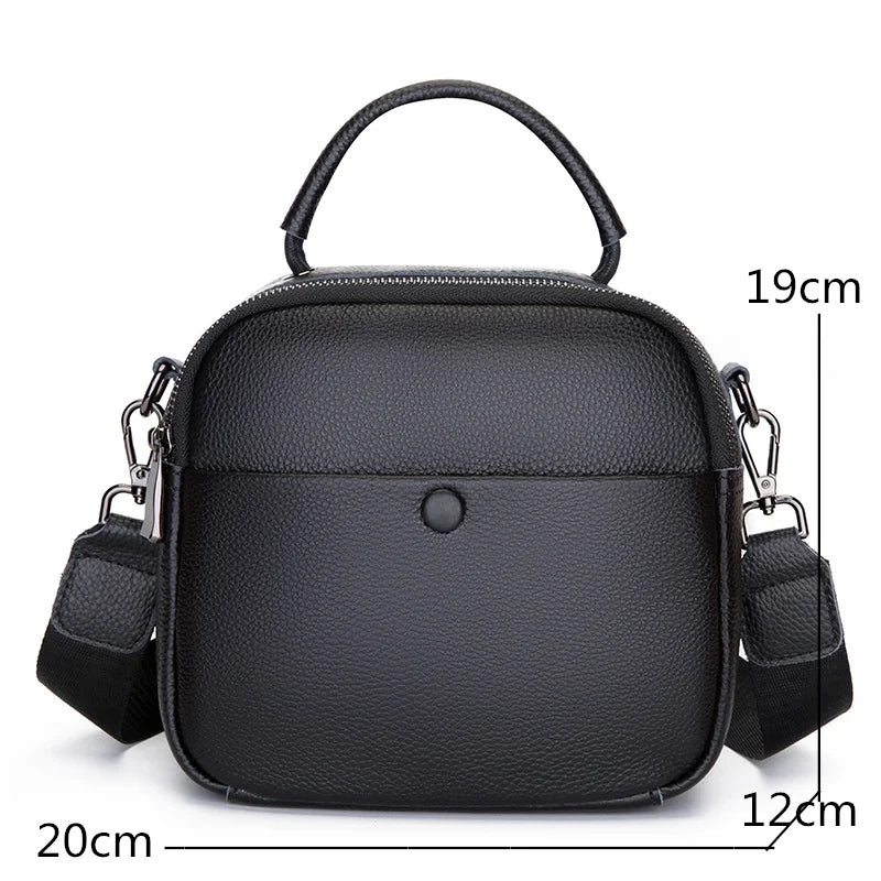 Women's Leather Shoulder Bag with Wide Woven Strap