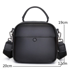 Women's Leather Shoulder Bag with Wide Woven Strap