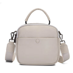 Women's Leather Shoulder Bag with Wide Woven Strap