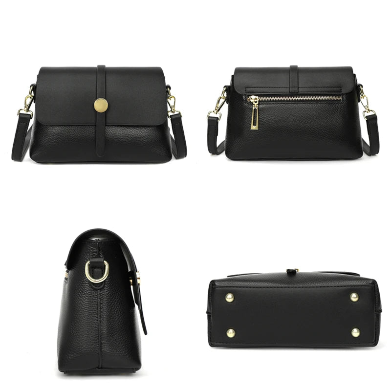 Soft Leather Women Handbags Cowhide Totes Ladies Shoulder Messenger Bag