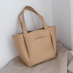 Women's Large Capacity Shoulder Bag PU Leather Handbag Retro Tote Bag