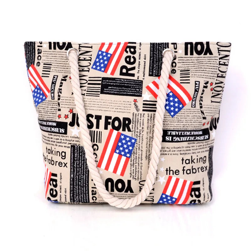Women's Large Tote Canvas Beach Bag Shoulder Bag Summer Holiday Bag