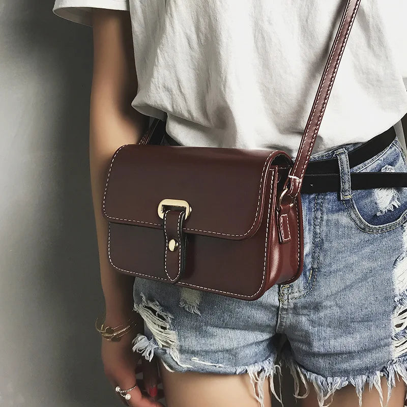 Retro Belt Buckle Small Square Bag for Women