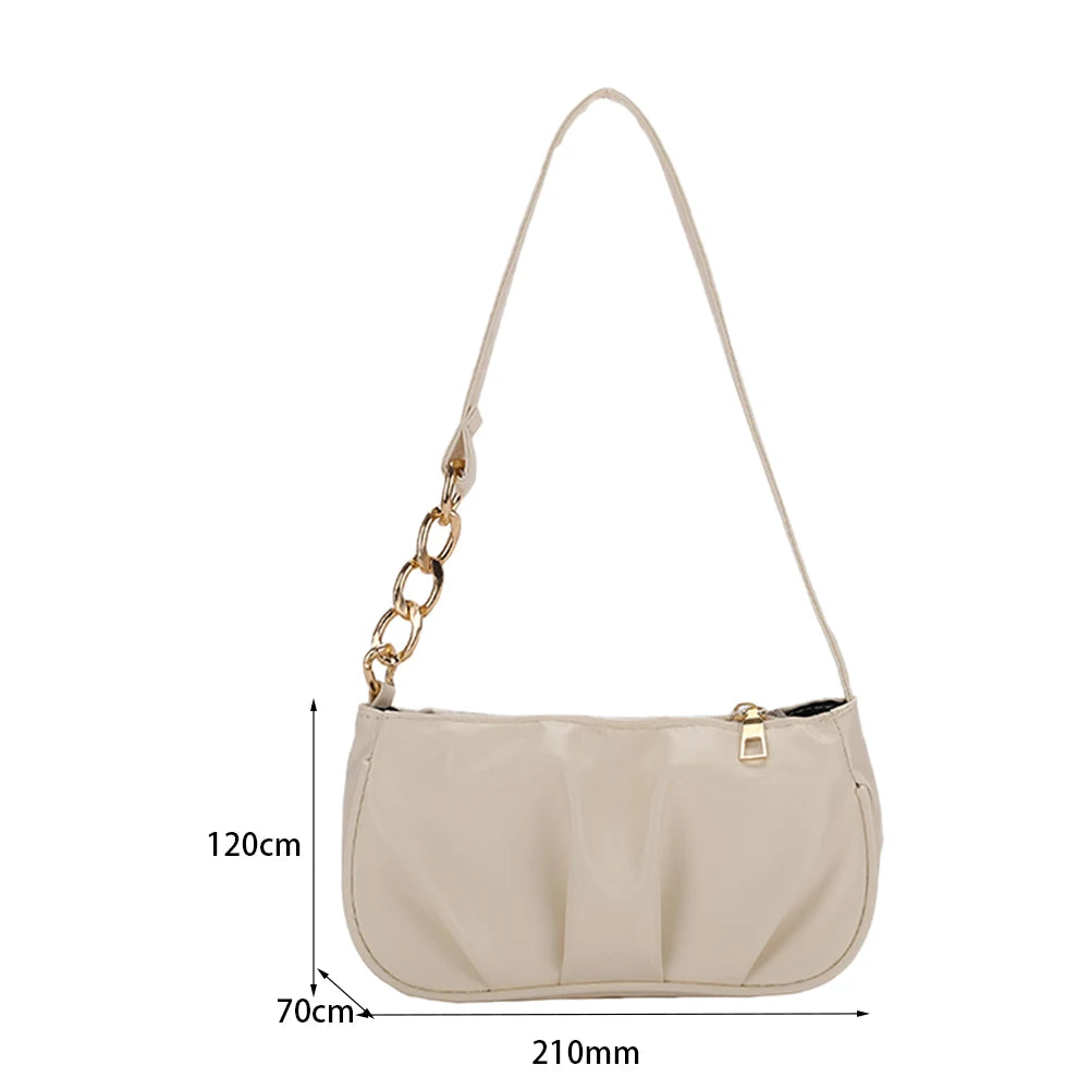 Women's Retro Pleated Chain Underarm Bag Small Handbag