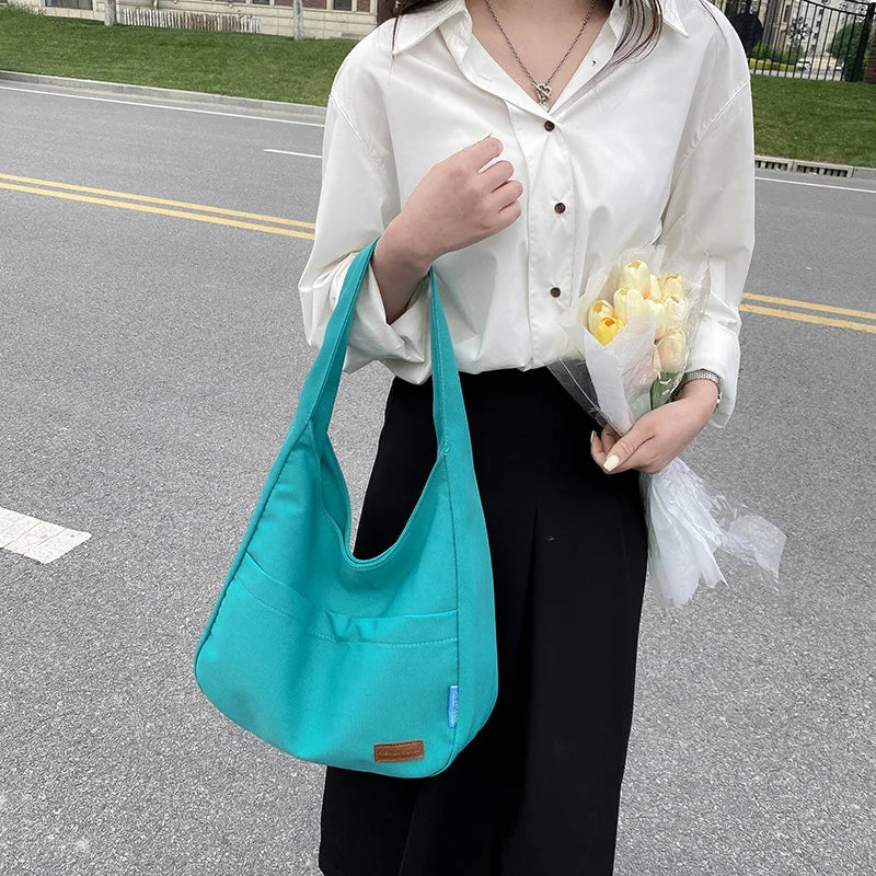Canvas Messenger Handbags Solid School Crossbody Large Capacity Tote Shoulder Ba