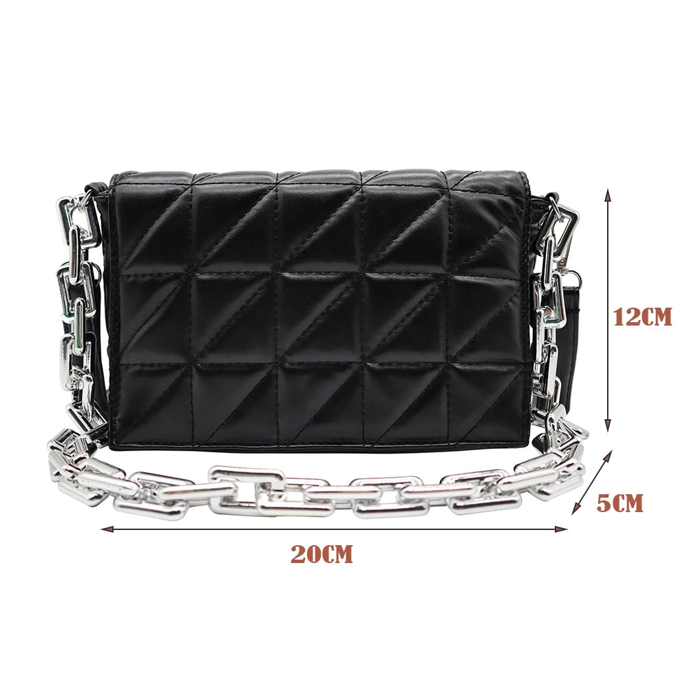 Women's Soft Metal Chain Leather Armpit Retro Shoulder Bag