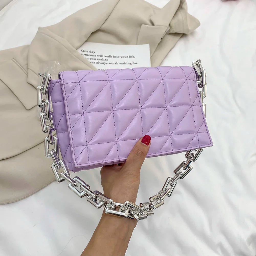 Women's Soft Metal Chain Leather Armpit Retro Shoulder Bag