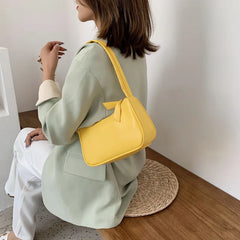 Soft PU Leather Women Shoulder Underarm Bag Retro Solid Handbag