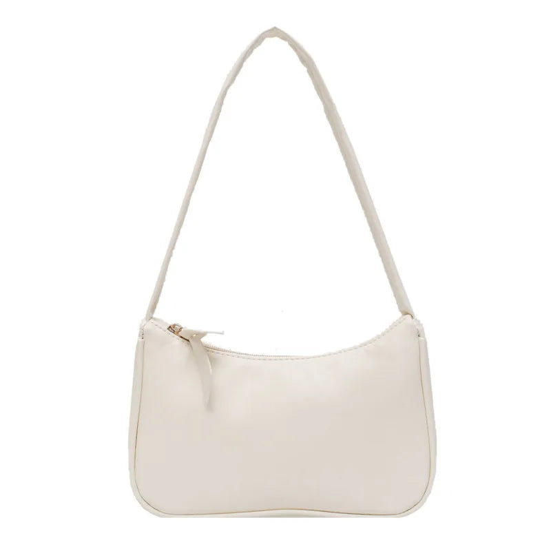 Soft PU Leather Women Shoulder Underarm Bag Retro Solid Handbag