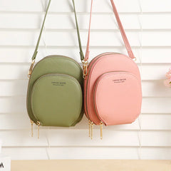 Women's Round Crossbody Bag Solid Handbag PU Leather