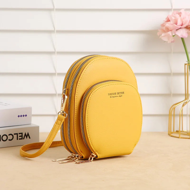 Women's Round Crossbody Bag Solid Handbag PU Leather