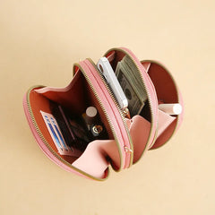 Women's Round Crossbody Bag Solid Handbag PU Leather