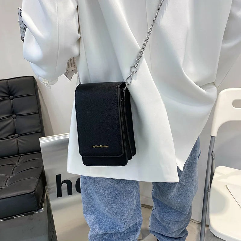 Women's Solid Shoulder Bag Multifunction Phone Wallet Clutch