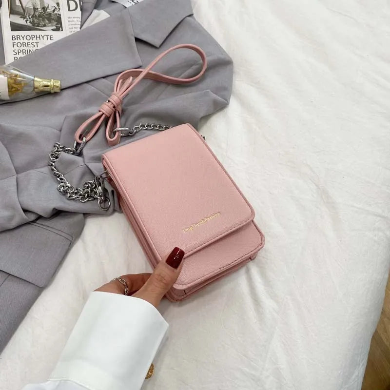 Women's Solid Shoulder Bag Multifunction Phone Wallet Clutch
