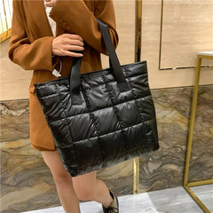 Women's Large Capacity Tote Bag Winter Cotton Warm Shoulder Handbag