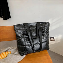 Women's Large Capacity Tote Bag Winter Cotton Warm Shoulder Handbag