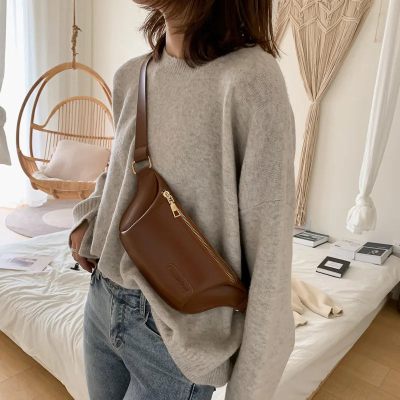 Women's Leather Waist Belt Bag Bananas Handbag