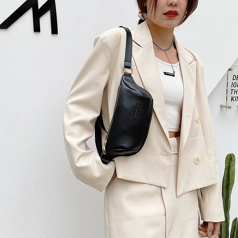Women's Leather Waist Belt Bag Bananas Handbag
