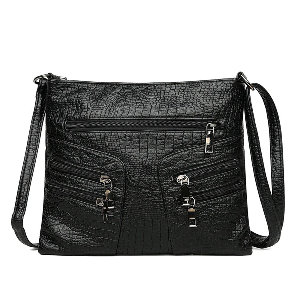 Vintage PU Leather Shoulder Crossbody Bag - Large Capacity Handbag