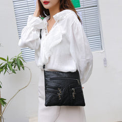 Vintage PU Leather Shoulder Crossbody Bag - Large Capacity Handbag
