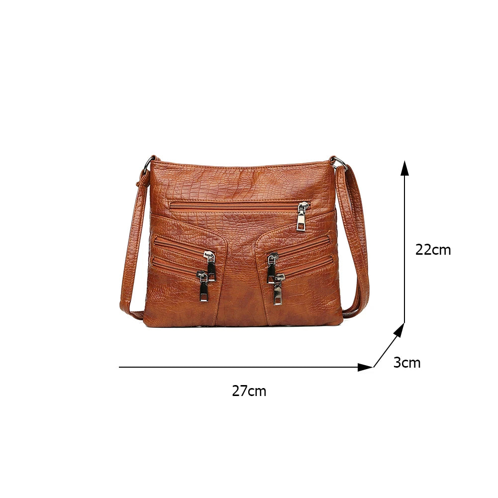 Vintage PU Leather Shoulder Crossbody Bag - Large Capacity Handbag
