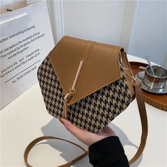 Winter Houndstooth Square Crossbody Bag for Women
