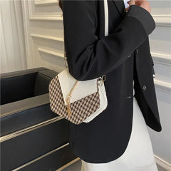 Winter Houndstooth Square Crossbody Bag for Women