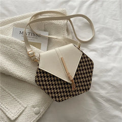 Winter Houndstooth Square Crossbody Bag for Women