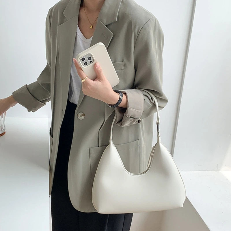 Small Shoulder Bag PU Leather Casual Hobos Underarm Top Handle Bag