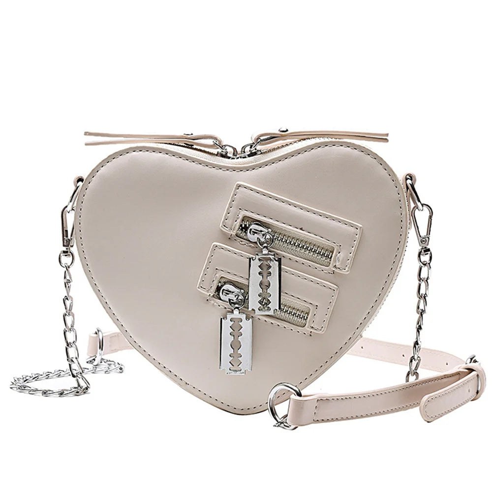 Gothic Heart Shaped Chain Bag Women's Purses and Handbags Crossbody Bag