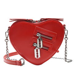 Gothic Heart Shaped Chain Bag Women's Purses and Handbags Crossbody Bag