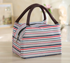 Women's Stripe Handbags Oxford Cloth Lunch Bags Multi-function Mother Bags