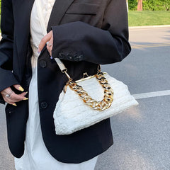 Clouds Chain Shoulder Bags Pleated Leather Clip Handbags Crossbody Bags