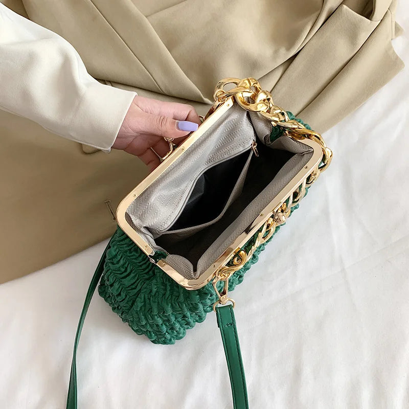 Clouds Chain Shoulder Bags Pleated Leather Clip Handbags Crossbody Bags