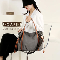 Women's Large Canvas Handbag Top Handle Tote Bag