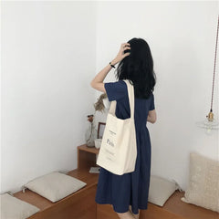 Women's Canvas Shoulder Bag Letters Printing Casual Totes