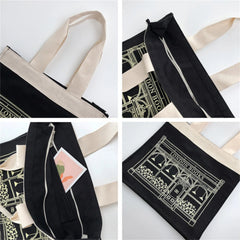 Women's Canvas Shoulder Bag London Letter Daily Shopping Bags Students Book Bag