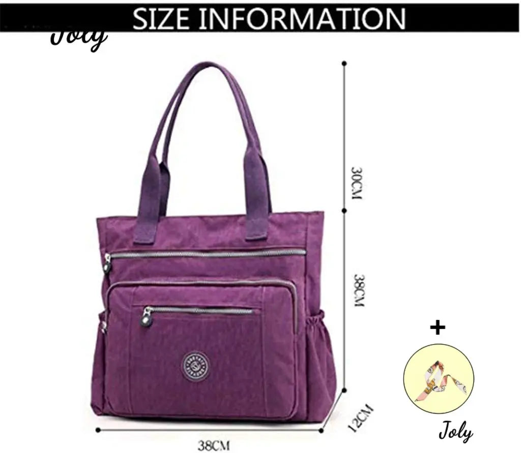 Women's Waterproof Nylon Top-handle Travel Handbag, Deep Blue