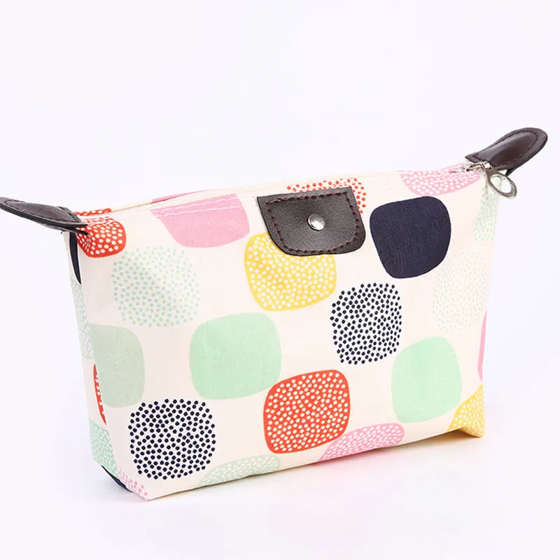 Women's Colorful Dot Cosmetic Folding Bag Large Capacity Make Up Bag